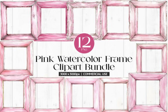 Download Pink Watercolor Frame Clipart Bundle - Pink Collection