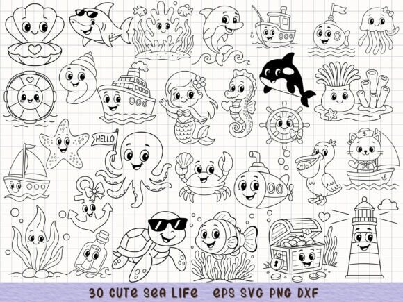 Download Cute Sea Life Clipart Ocean Animal Svg - Premium Resources