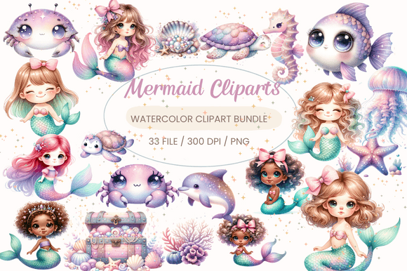 Download Mermaid Watercolor PNG Clipart Sublimati - Premium Bundle