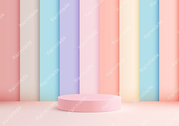 Download 3D Pink Podium on Rainbow Pastel Color - Pink Collection
