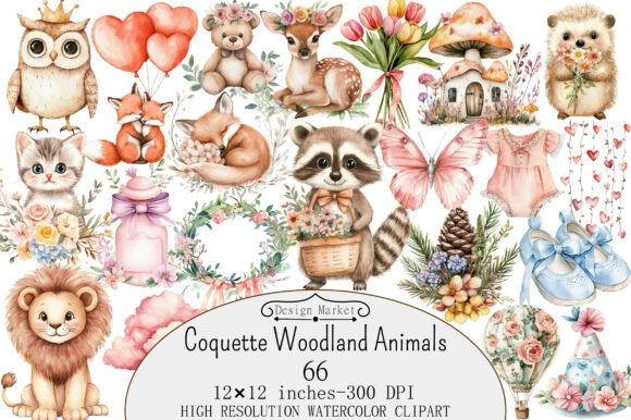 Download Pink Coquette Woodland Animals Clipart - Pink Collection