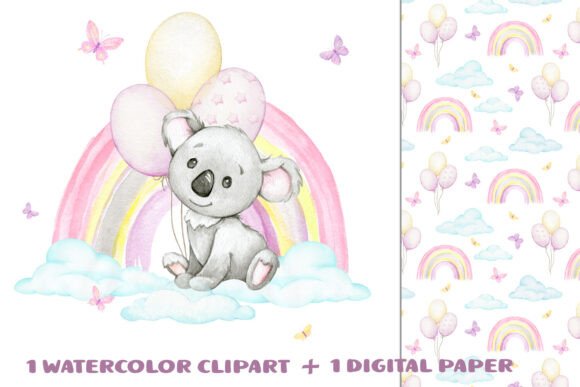 Download Koalla, Pink Rainbow Balloons Clipart - Pink Collection