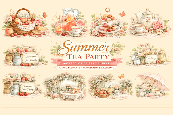 Download Summer Tea Party Clipart PNG - Party clipart Collection