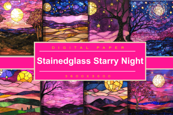 Download Stained Glass Pink Starry Night Sky - Pink Collection