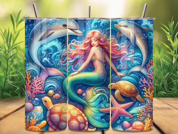 Download Mermaid Dolphin and Turtle Tumbler Wrap - Premium Resources