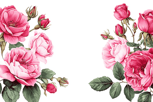 Download Pink Rose Floral Border Clipart - Pink Collection