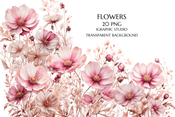 Download Rose Gold and Pink Wildflowers PNG - Pink Collection