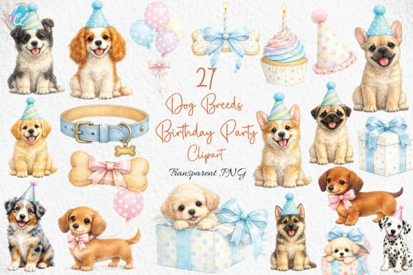 Download Dog Breeds Birthday Party Clipart PNG - Party clipart Collection