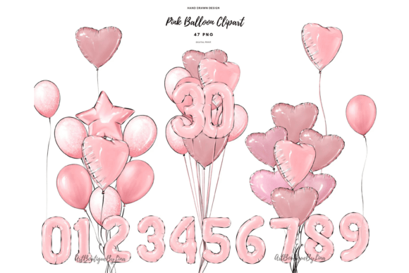 Download Pink Balloon Clipart Set: Hearts - Pink Collection